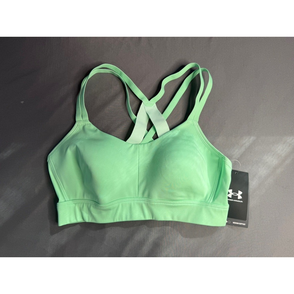 Women's Under Armour Padded Mint Green Crossback Compression Support Bra, Small
